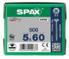 Afbeeldingen van Spax spaanplaatschroef - Ø5x60mm PZ2 - platkop deeldraad elektrolytisch verzinkt
