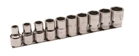 Afbeeldingen van Bahco 1/2'' dopsleutelset 10 delig op rail houder