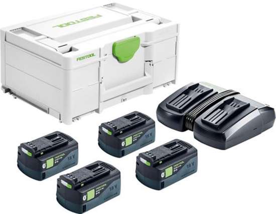 Afbeeldingen van Festool energieset SYS 18V 4x5,0/TCL 6 DUO - 4x5.0Ah accu en duo-snellader - in systainer 
