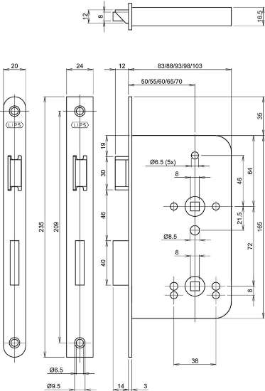 Afbeeldingen van Abloy toiletslot 2486 17U20 DR 1+3/2+4