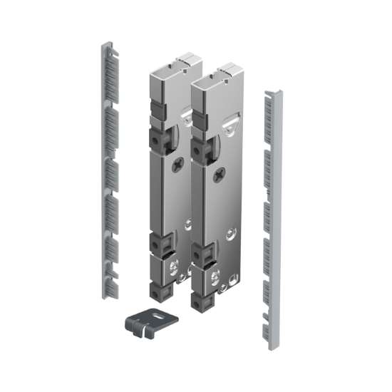 Afbeeldingen van Hettich AvanTech YOU Set verbinders voor inliggend front om zelf op maat te maken, te gebruiken met inlay-ladezijwand, systeemhoogte  187,  zilver