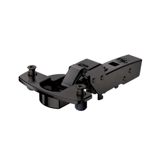 Afbeeldingen van Hettich Sensys scharnier voor dikke deuren, deurdikte tot 32 mm, met geïntegreerde demping (Sensys 8631i), in obsidiaanzwart, inliggend, Openingshoek  95°, met spreidpluggen (ø 10 x 11)