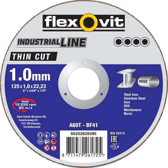 Afbeeldingen van Flexovit Doorslijpschijf - Ø125x1.0x22.2mm - staal en zachte metalen 