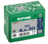 Afbeeldingen van Spax spaanplaatschroef - Ø4.5x30mm T20 - platkop deeldraad elektrolytisch verzinkt