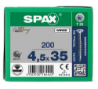 Afbeeldingen van Spax spaanplaatschroef - Ø4.5x35mm T20 - platkop deeldraad elektrolytisch verzinkt