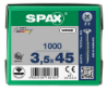 Afbeeldingen van Spax spaanplaatschroef - Ø3.5x45mm PZ2 - platkop deeldraad elektrolytisch verzinkt