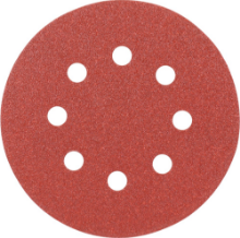 Afbeeldingen van Klitschuurschijf - Ø125mm Korrel120 8 Gaten - 10 stuks Rood