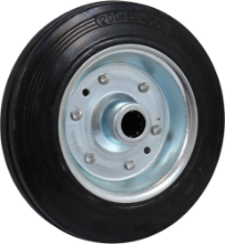 Afbeeldingen van Kelfort Wiel - Ø200mm (205kg) - gegalvaniseerd met velg en Rollager zwart rubber Loopvlak 
