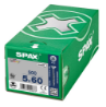 Afbeeldingen van Spax spaanplaatschroef - Ø5x60mm PZ2 - platkop deeldraad elektrolytisch verzinkt