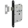 Afbeeldingen van INTERSTEEL Woningbouw slot, voorplaat afgerond zwart gelakt, 20x175, doorn 50mm incl. sluitplaat 9547