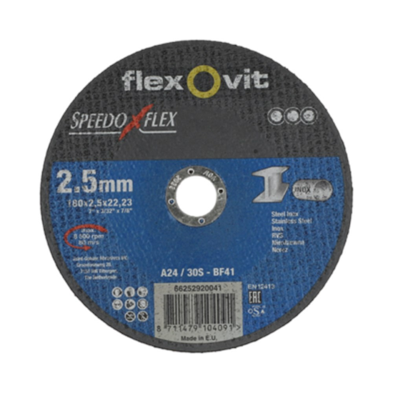 Afbeeldingen van Flexovit Doorslijpschijf - Ø180x2.5x22.2mm - staal en zachte metalen