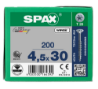 Afbeeldingen van Spax spaanplaatschroef - Ø4.5x30mm T20 - platkop deeldraad elektrolytisch verzinkt