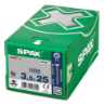 Afbeeldingen van Spax spaanplaatschroef - Ø3.5x25mm PZ2 - platkop elektrolytisch verzinkt
