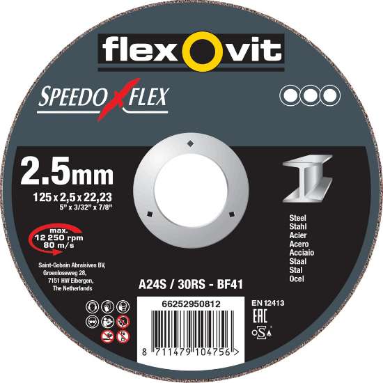 Afbeeldingen van Flexovit Doorslijpschijf - Ø230x2.5x22.2mm - staal